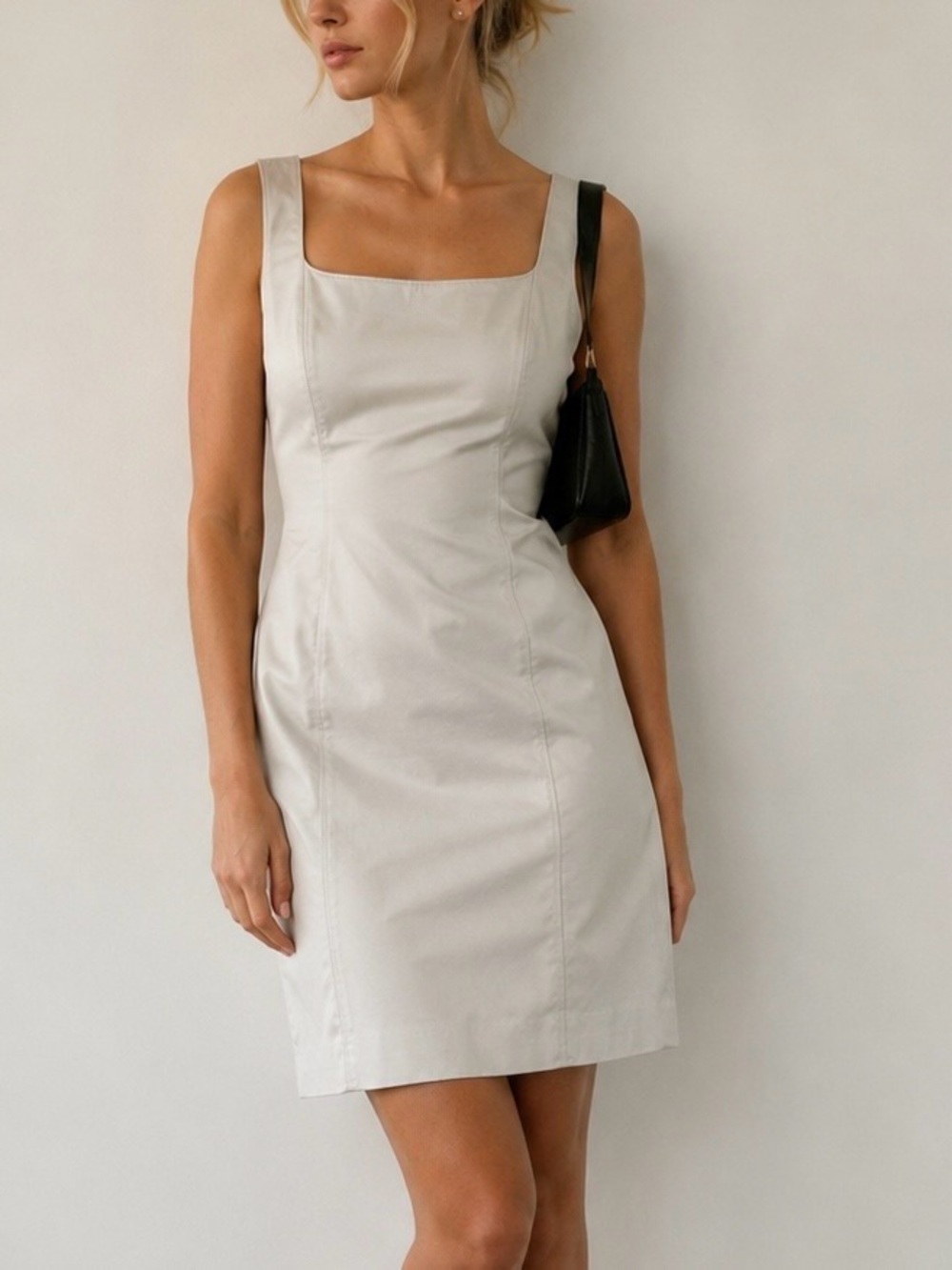 J.Crew Vintage Y2K Pale Gray Cotton Sateen Sheath Dress 10 Minimalist Preppy 90s